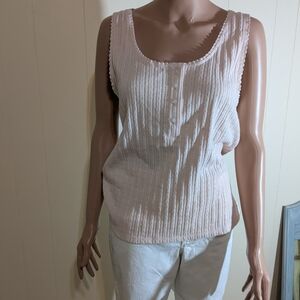 Sundance Pink Ribbed Buttoned Tank Top